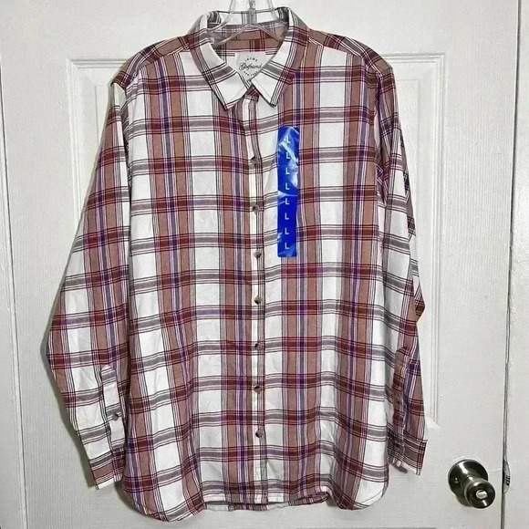 JACHS Girlfriend Tops - NWT JACHS GIRLFRIEND Flannel Button Down Ladies Top | size large